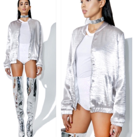 Cotton Candy Jackets & Blazers - Silver bomber jacket